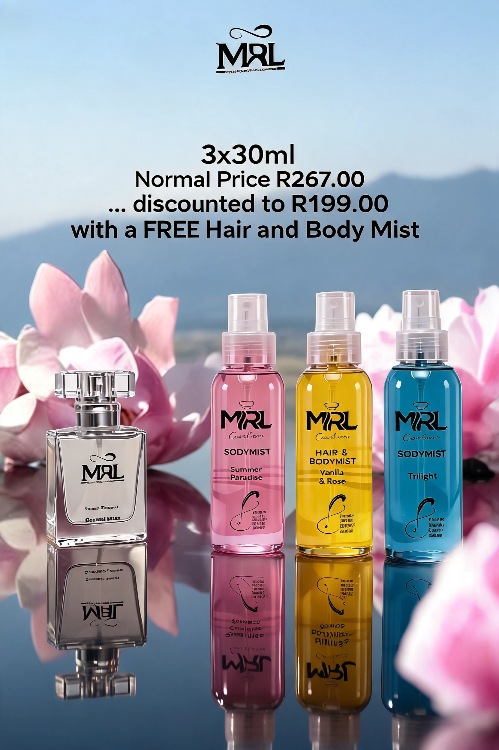 3x30ml with a FREE Hair and Body Mist