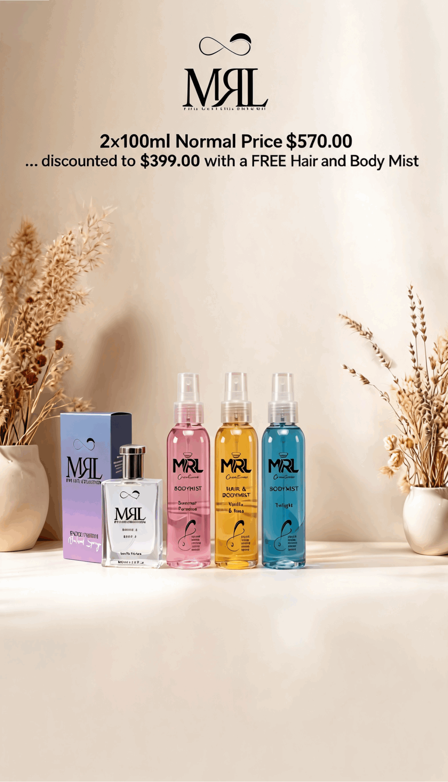 2x100ml with a FREE Hair and Body Mist