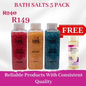 MRL CREATIONS 3 PACK BATH SALTS & FREE TISSUE OIL