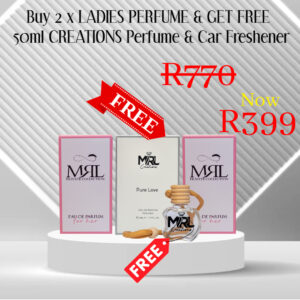 LADIES INSPIRED FRAGRANCE : BUY 2 x 50ml LADIES & GET FREE 50ML LADIES CREATIONS & CAR FRESHENER